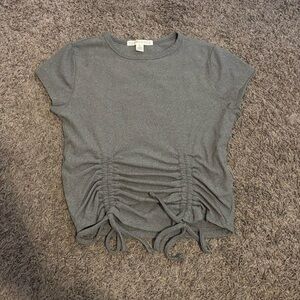 Eye Candy Charcoal Ruched Short Sleeve Top